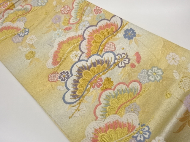 松に枝垂れ桜模様織出し袋帯